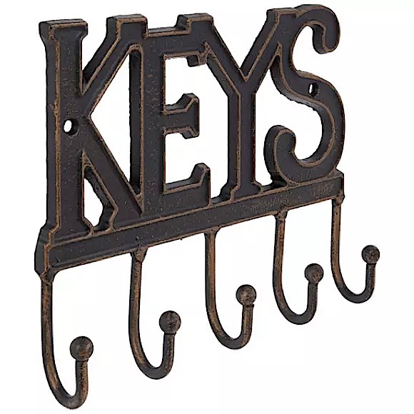 Threshold Rustic Cast Iron "Keys" 5-Hook Key Rack - Picture 2 of 7
